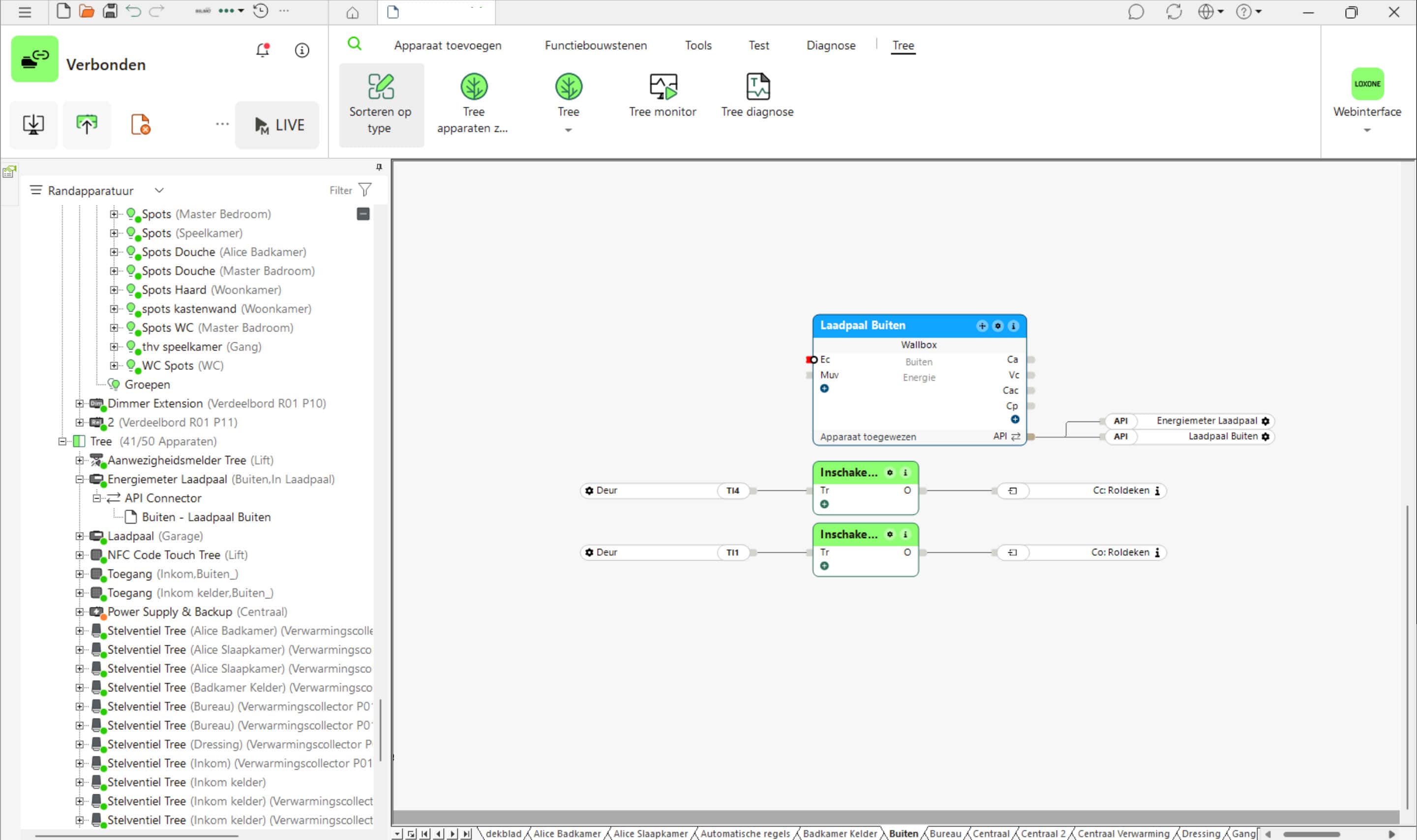 Loxone Config met sturingslogica